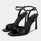 Heels- Elegant Ankle Strap High Heels Ladies Square Toe Fashion Party Dress Shoes Office Hollow Sexy Designer Brand Sandals Women Pumps.