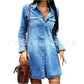 Informal Dresses - Women Denim Dress Long Sleeve Single.