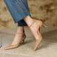 Heels- Heels Women 2025 Spring Solid Colors Pointed Medium Heels Fashion Elegant  Casual Shoes Party Sandals Pumps Talon Zapatos.