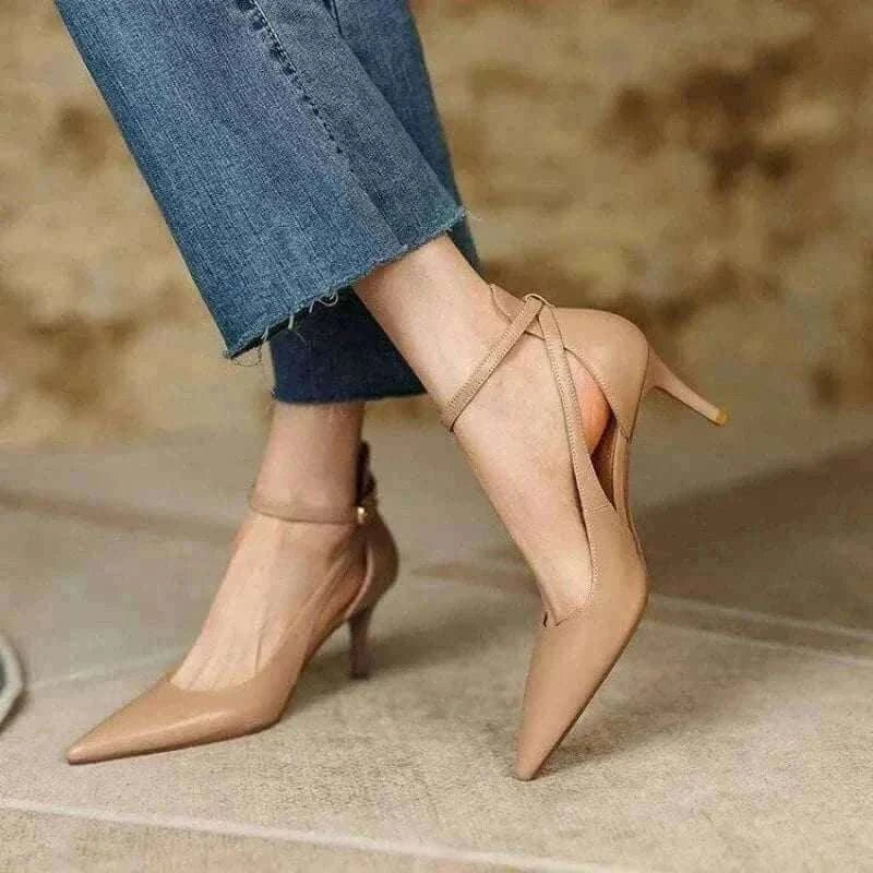 Heels- Heels Women 2025 Spring Solid Colors Pointed Medium Heels Fashion Elegant  Casual Shoes Party Sandals Pumps Talon Zapatos.
