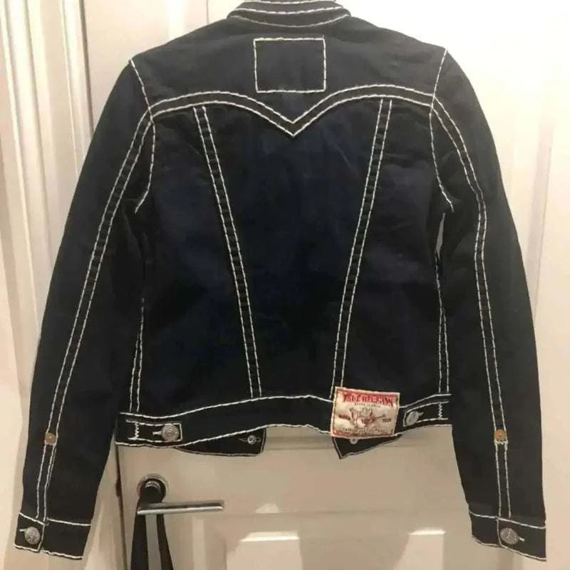 Streetwear Vintage Buddha Head Denim Jacket.