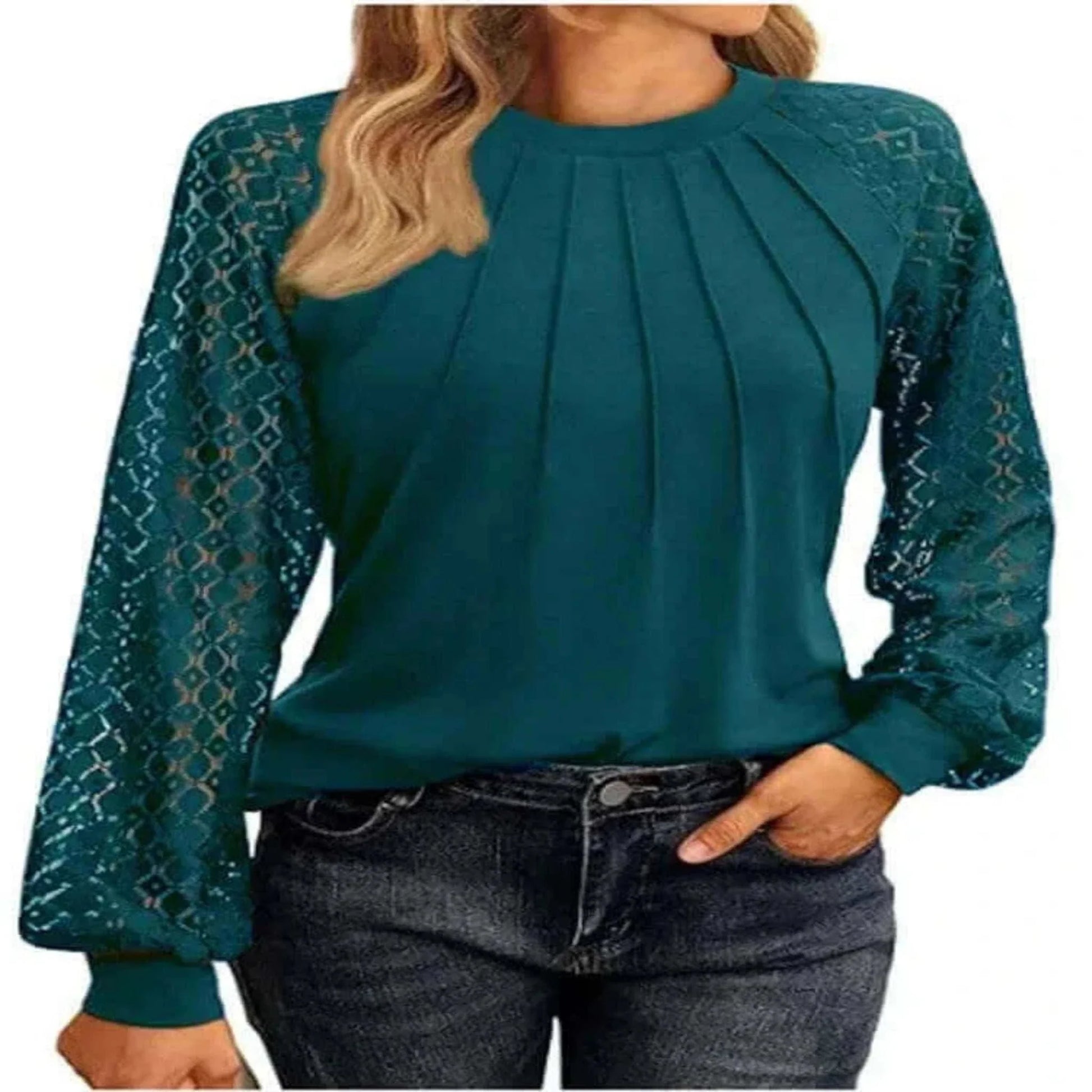 Going Out Tops-Women's Round Neck Lantern Long Casual Top.