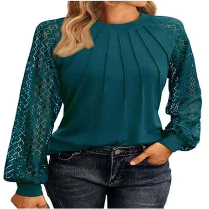 Going Out Tops-Women's Round Neck Lantern Long Casual Top.