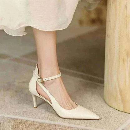 Heels- Heels Women 2025 Spring Solid Colors Pointed Medium Heels Fashion Elegant  Casual Shoes Party Sandals Pumps Talon Zapatos.