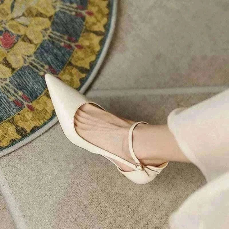 Heels- Heels Women 2025 Spring Solid Colors Pointed Medium Heels Fashion Elegant  Casual Shoes Party Sandals Pumps Talon Zapatos.