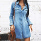 Informal Dresses - Women Denim Dress Long Sleeve Single.