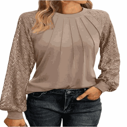Going Out Tops-Women's Round Neck Lantern Long Casual Top.
