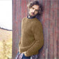Man Wearing Yellow Sweater Long Sleeve Straight Round Pullover