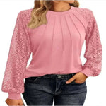 Going Out Tops-Women's Round Neck Lantern Long Casual Top.