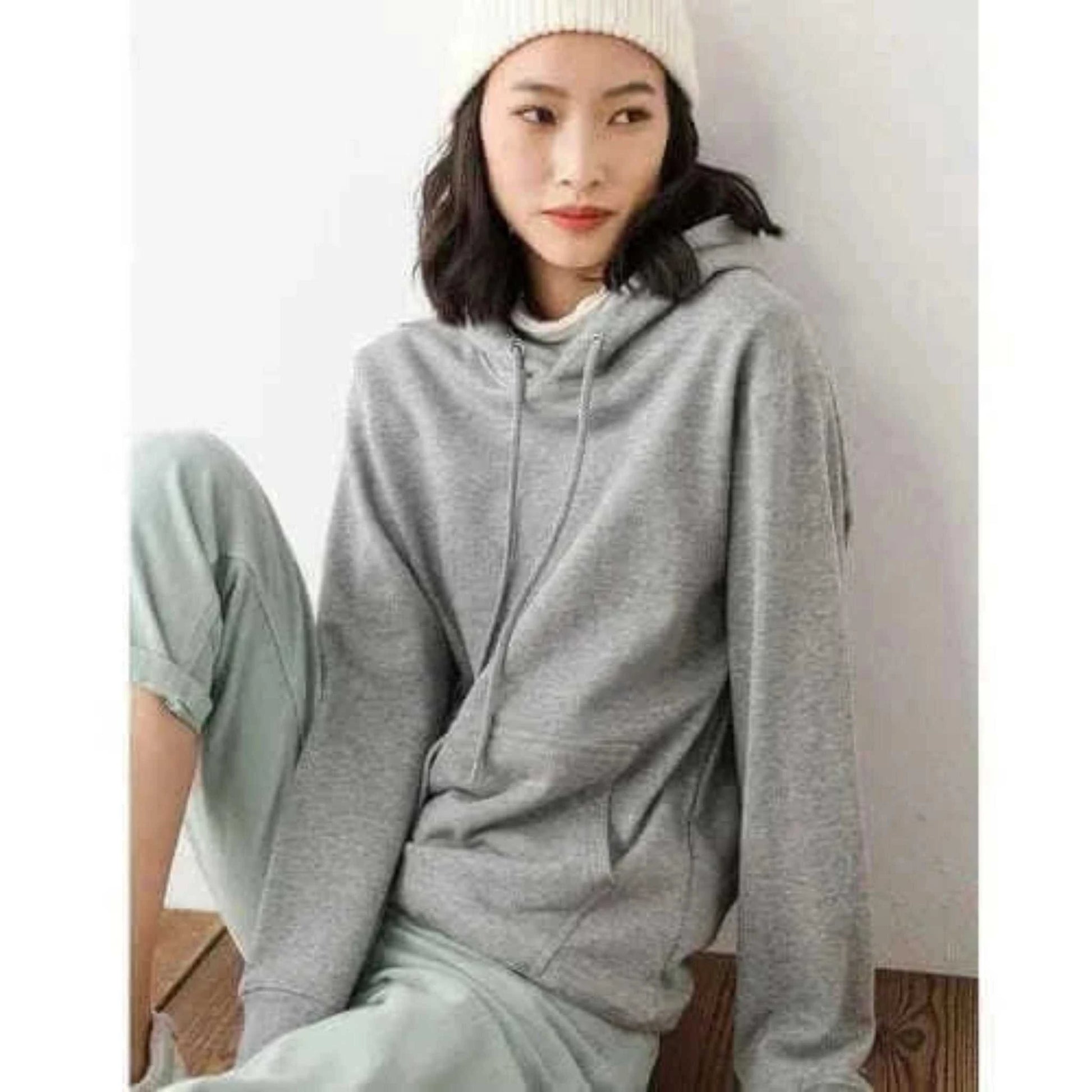 Ladies Hoodies-Women Hoodies 100% Cotton Spring Autumn Loose Long Sleeve.