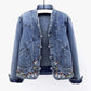 Women Jeans Jacket Butterfly Embroidery 2024 Women's Short Denim Jacket Spring And Autumn Cropped Chinese Style Retro Denim Coat