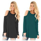 Going Out Tops - Stitching Cold Shoulder Long Sleeves Spring Summer Tops.
