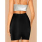 Simple Women's Black Knee-Length Skirts For Commuting And Party Wear Back View, ladies mini skirts
