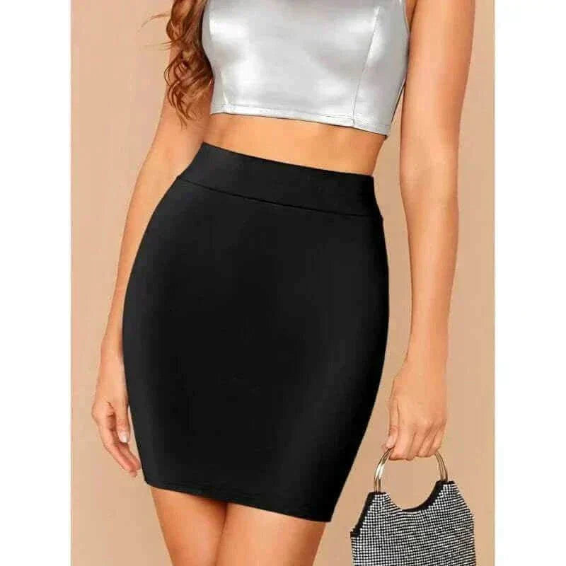 Simple Women's Black Knee-Length Skirts For Commuting And Party Wear, ladies mini skirts