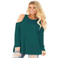  Stitching Cold Shoulder Long Sleeves Spring Summer Tops, Going Out Tops