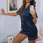 Women Wearing Navy Blue Wearing pyjama sets, pajamas for women uk