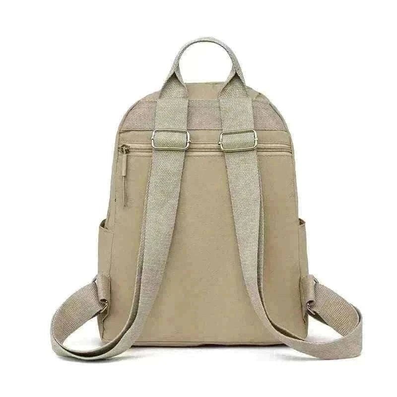Trendy Women's Khaki Travel Backpack Lightweight Back View, travel bags for women
