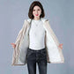Women Winter Jackets Front View in Cotton Fabric in Beige with Lining Plush Hooded