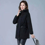 Women Winter Jackets Front Side  in cotton fabric in Black with Lining Plush Hooded
