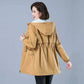 Women Winter Jacket  back side In Cotton Fabric in yellow with lining Plush Hooded