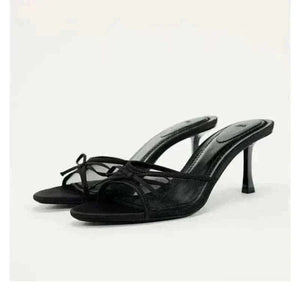  Women Black Heels Sandals Fashion.