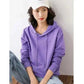 Women Purple Hoodies 100% Cotton Spring Autumn Loose Long Sleeve.