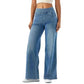 Women Jeans Denim Light Blue Pant Wide Leg Front , Best Jeans For Women