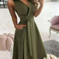 Women Wearing Green Pocket Midi Dress Casual.