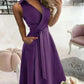 Women Wearing Purple Pocket Midi Dress Casual.