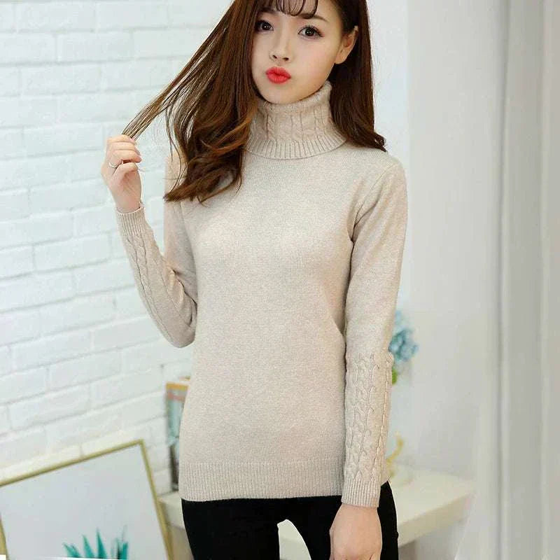 Women Wearing Khaki Front View Sweater 2025 Autumn Winter Cashmere Knitted 