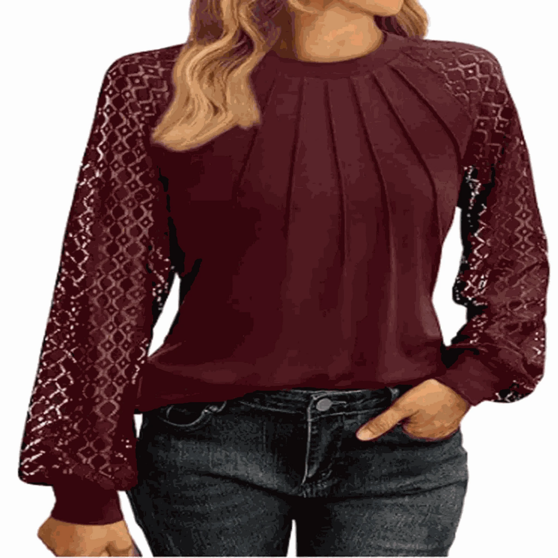 Women's Round Neck Lantern Long Casual Top