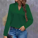 Women Wearing Youth Top Mujer Elegant Green Chiffon Blouse Spring Autumn Casual Long Sleeve, ladies summer tops uk
