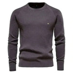 AIOPESON 100% Cotton Men Sweaters Soild Color O-neck High Quality Mesh Pullovers Male New Winter Autumn Basic Sweaters for Men.
