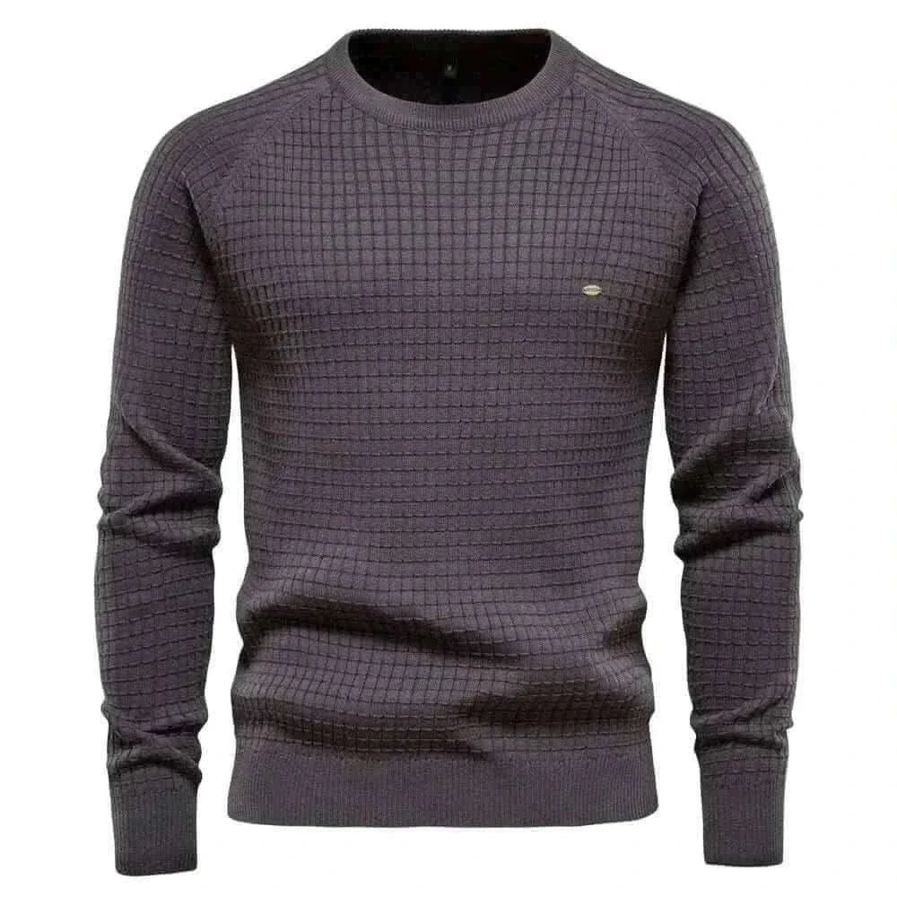 AIOPESON 100% Cotton Men Sweaters Soild Color O-neck High Quality Mesh Pullovers Male New Winter Autumn Basic Sweaters for Men.