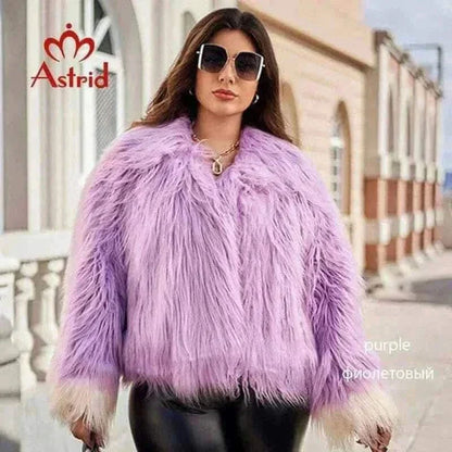 Astrid Faux Fur Coat Women 2024 Winter Loose Cardigan Fur Jacket  Plus Size Stylish Female Luxury Furry Overcoat Girl Streetwear.
