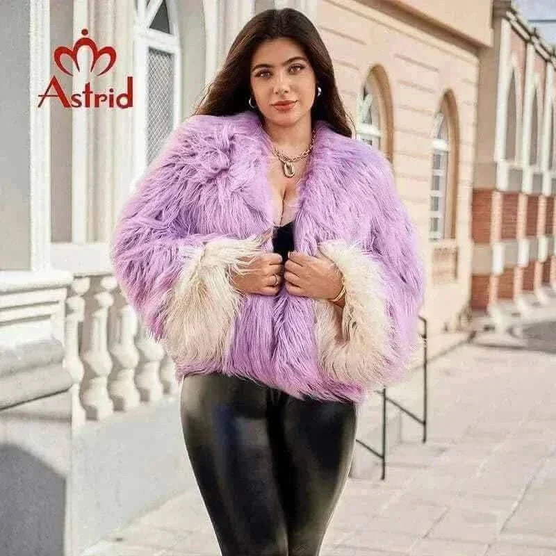 Astrid Faux Fur Coat Women 2024 Winter Loose Cardigan Fur Jacket  Plus Size Stylish Female Luxury Furry Overcoat Girl Streetwear.