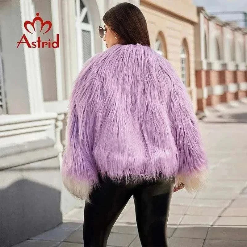  Men's Fashion Style Store Astrid Faux Fur Coat Women 2024 Winter Loose Cardigan Fur Jacket  Plus Size Stylish Female Luxury Furry Overcoat Girl Streetwear
