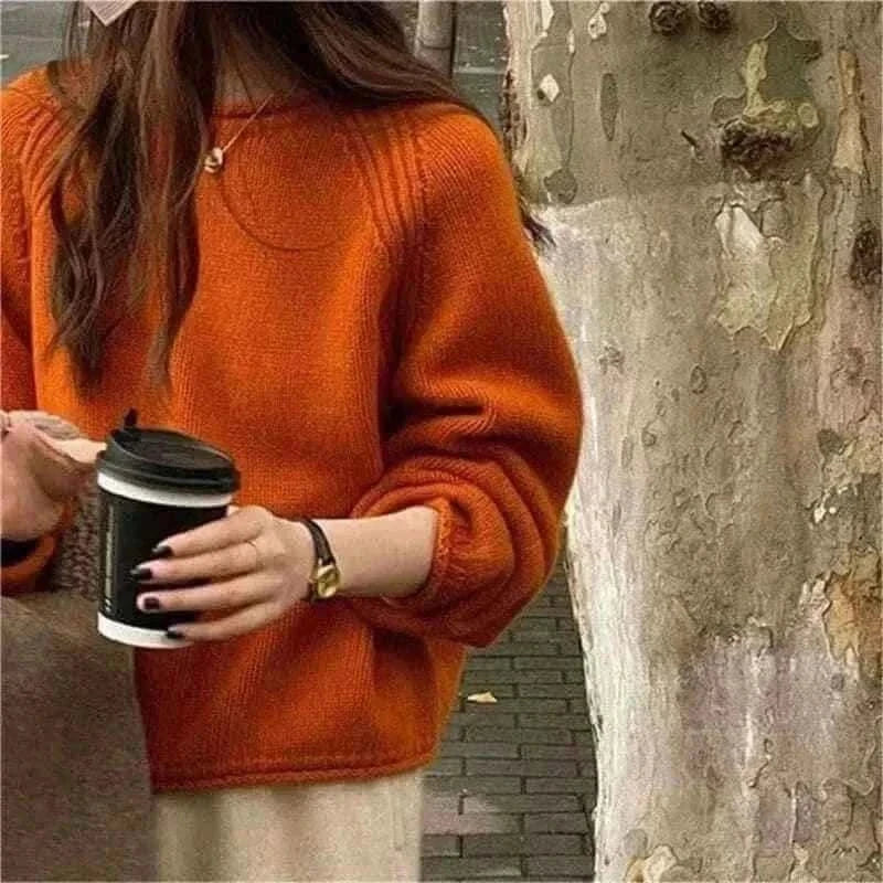 Autumn Winter New Fashion Round Neck Long Sleeve Solid Sweaters Women's Clothing Korean All-match Sweet Simplicity Knitting Tops.