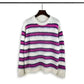 Autumn Winter Round Neck Color Stripe Knit Sweater Mohair Contrast Loose Mens Pullovers Sweaters Oversize Female Clothes Vintage.