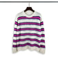 Autumn Winter Round Neck Color Stripe Knit Sweater Mohair Contrast Loose Mens Pullovers Sweaters Oversize Female Clothes Vintage.