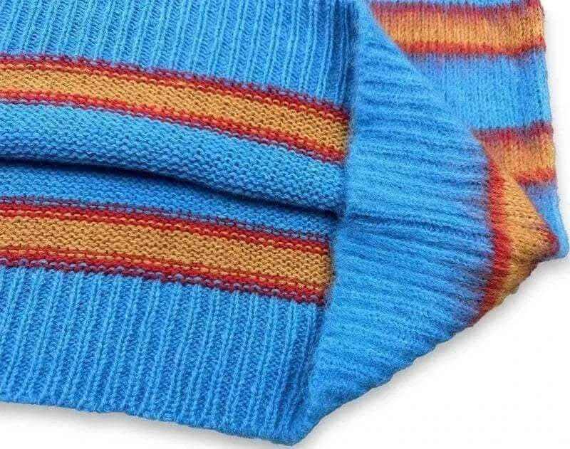 Autumn Winter Round Neck Color Stripe Knit Sweater Mohair Contrast Loose Mens Pullovers Sweaters Oversize Female Clothes Vintage.