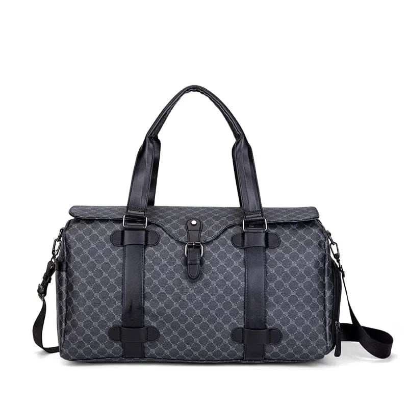 MensFashionStyleStore BLACK BLACK  PU LEATHER GYM BAG