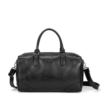 MensFashionStyleStore BLACK BLACK  PU LEATHER GYM BAG