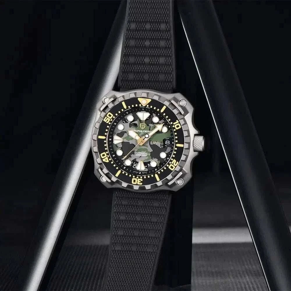 MensFashionStyleStore CAMOUFLAGE HOLLOW DIAL MECHANICAL WATCH