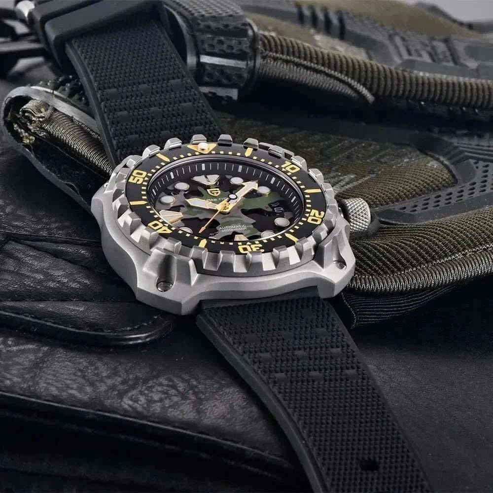 MensFashionStyleStore CAMOUFLAGE HOLLOW DIAL MECHANICAL WATCH