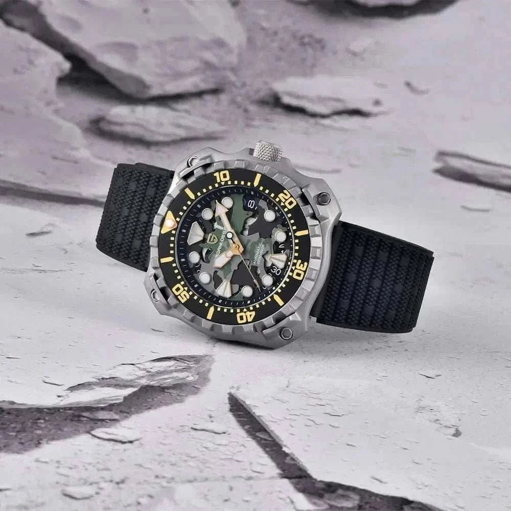 MensFashionStyleStore CAMOUFLAGE HOLLOW DIAL MECHANICAL WATCH