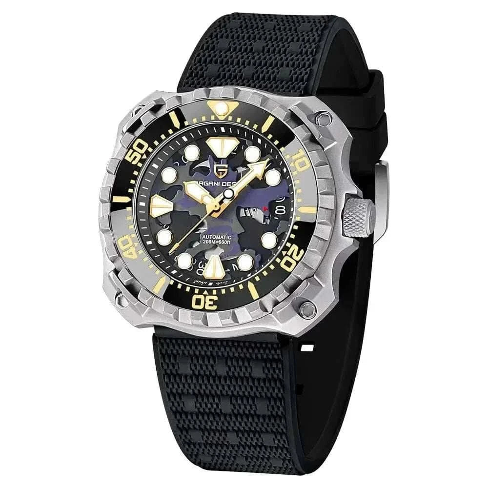 MensFashionStyleStore PURPLE CAMOUFLAGE HOLLOW DIAL MECHANICAL WATCH