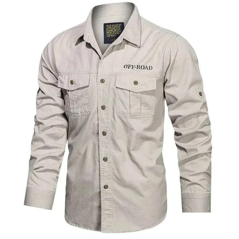 MensFashionStyleStore 67001  Beige / XXL FOR 180 CM 80KG CARGO LONG SLEEVE SHIRT