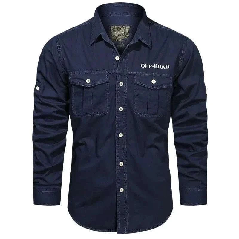 MensFashionStyleStore 67001   Dark Blue / M FOR 155 CM 55KG CARGO LONG SLEEVE SHIRT