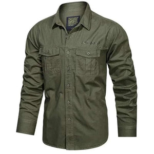 MensFashionStyleStore 67001   Green / 4XL FOR 190 CM 90KG CARGO LONG SLEEVE SHIRT